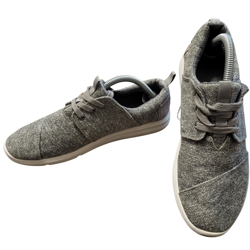 TOMS Del Rey‎ Gray Knit Low Top Lace Up Sneakers Womens size 8 Casual Textile